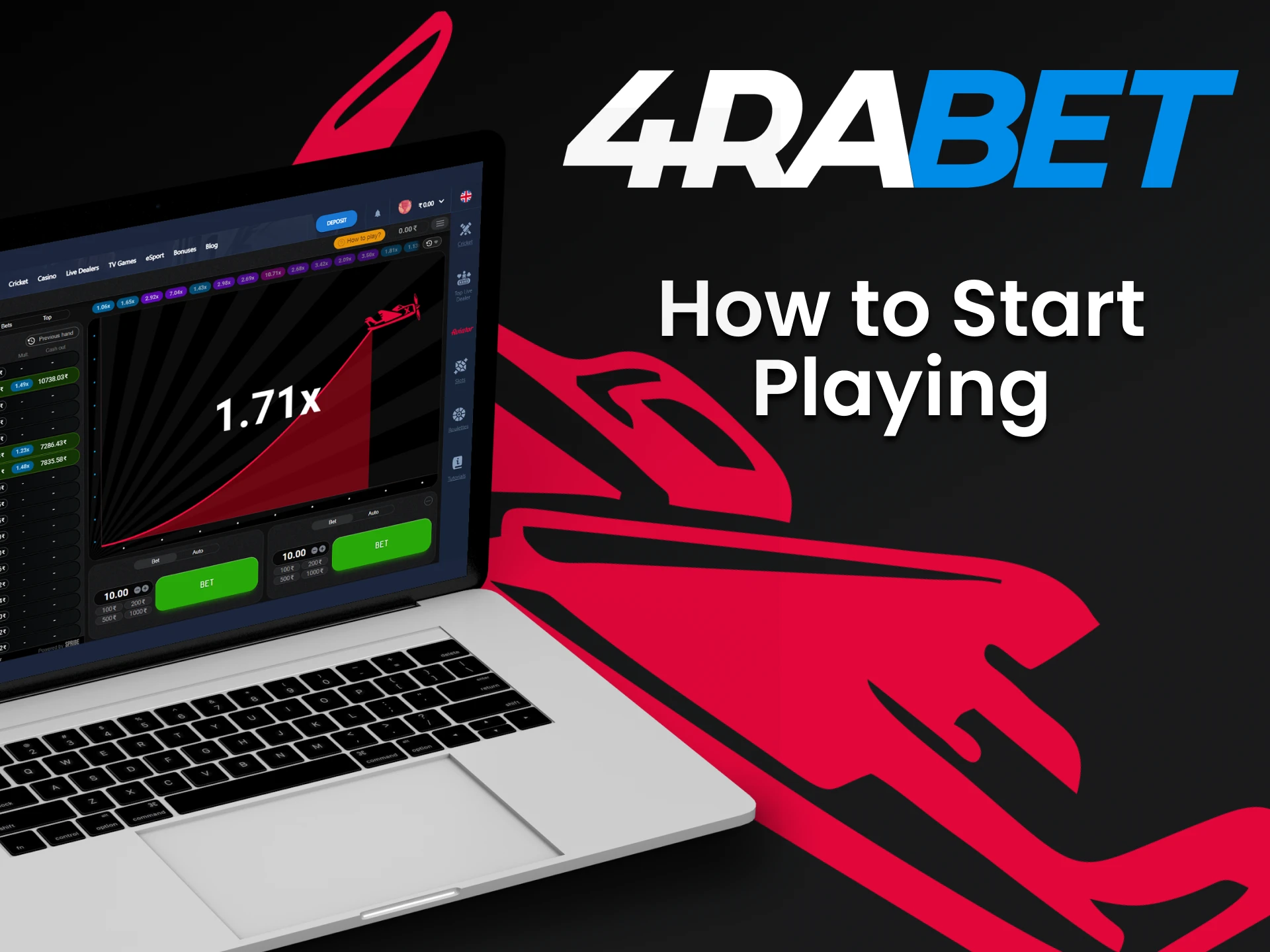 Follow simple steps to start playing Aviator on 4rabet.