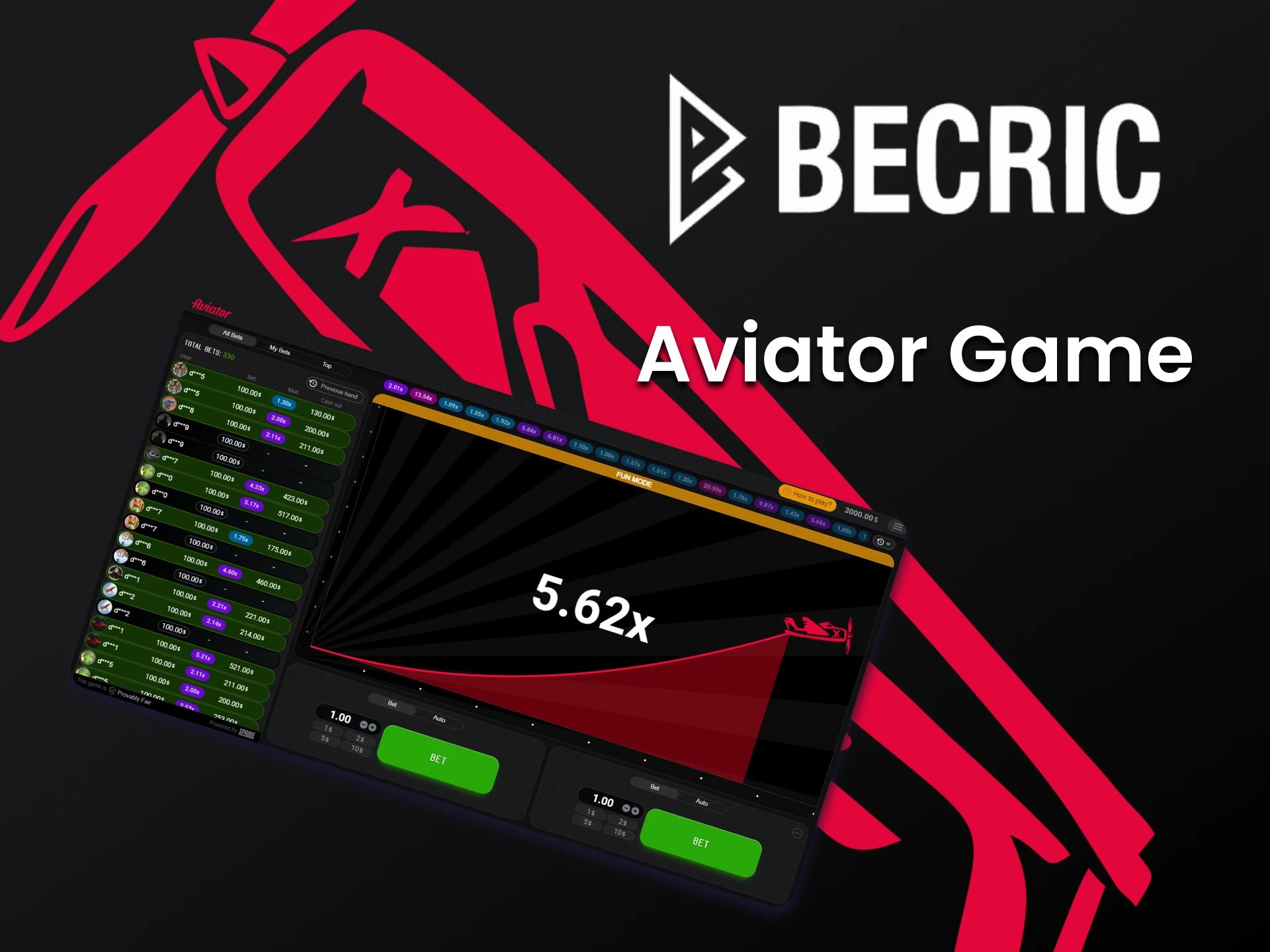 Becric is a platform where you can play Aviator.