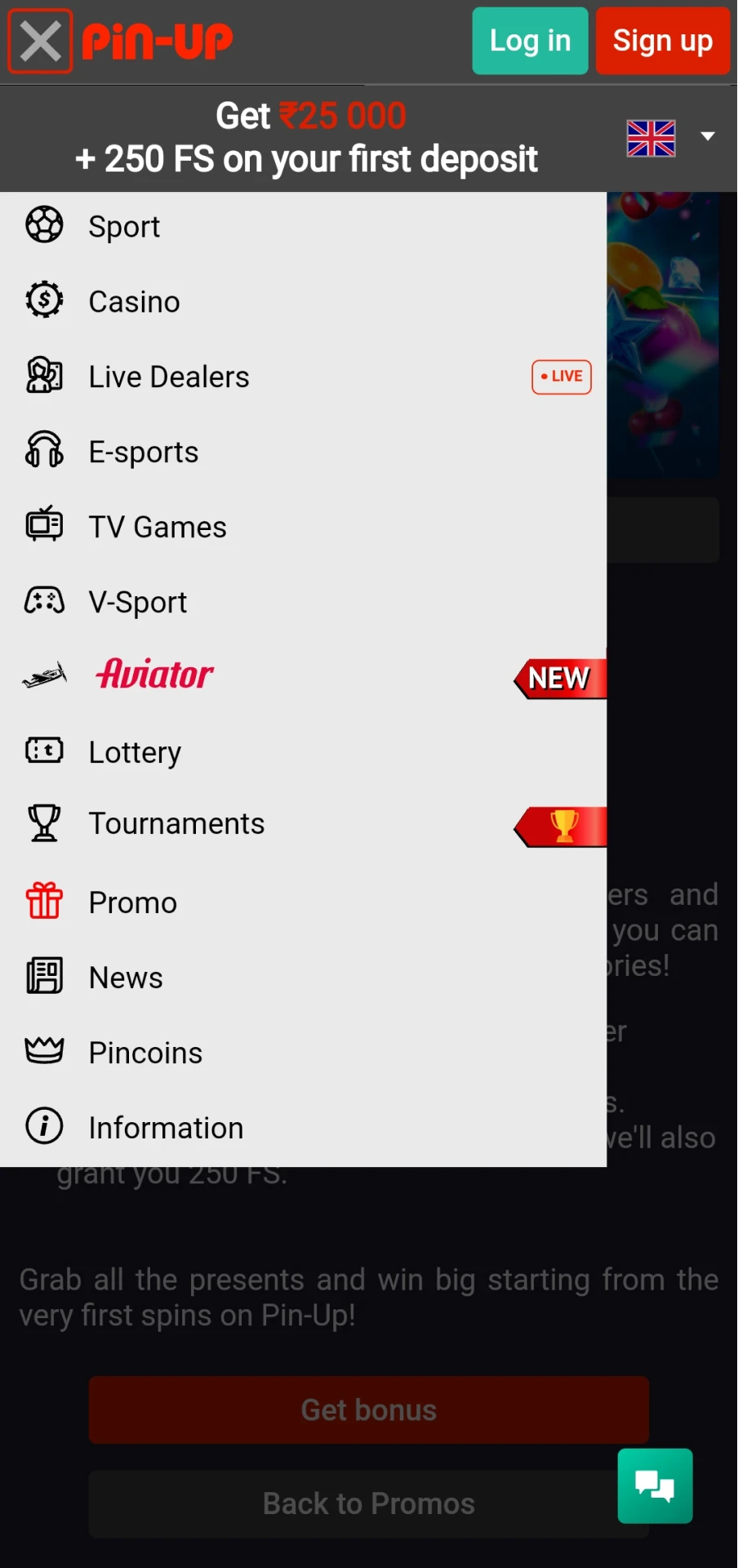 Choose Aviator from the Pin Up menu.