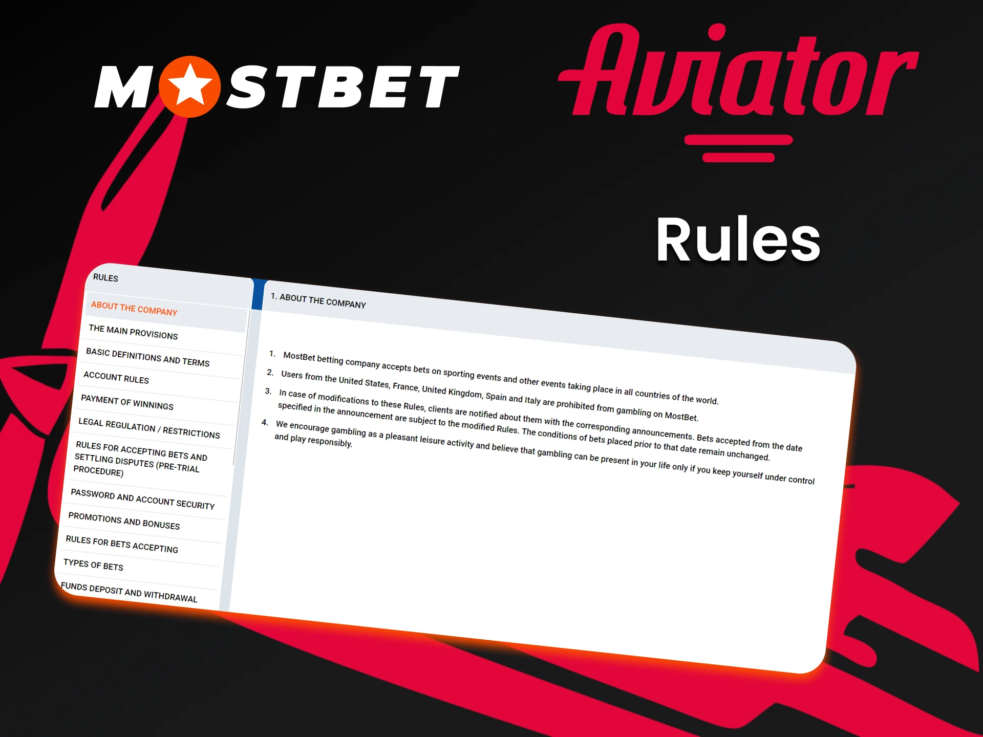 Learn the rules for using the Mostbet service.