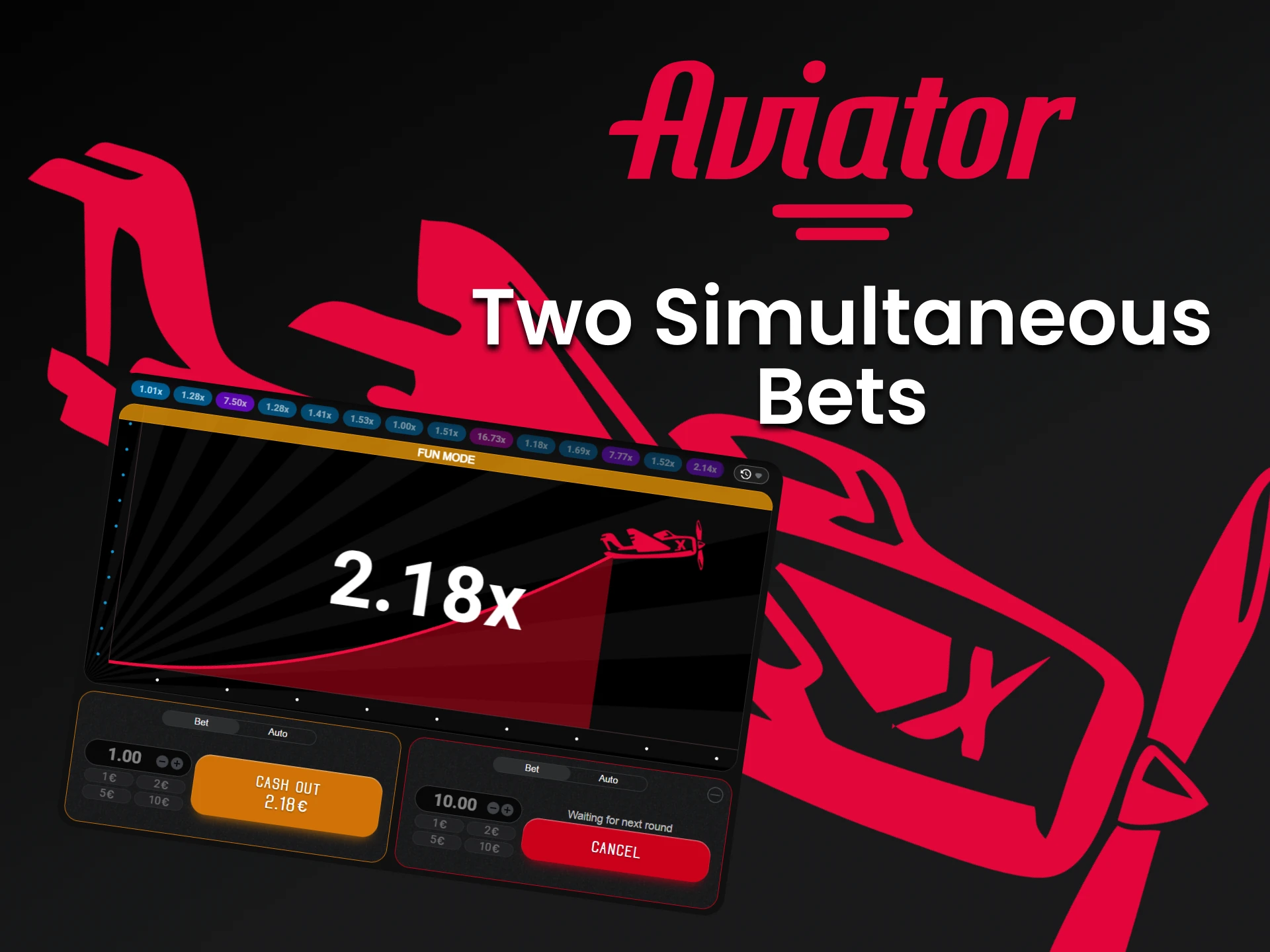 Make two bets in the aviator game to increase your chance of winning.