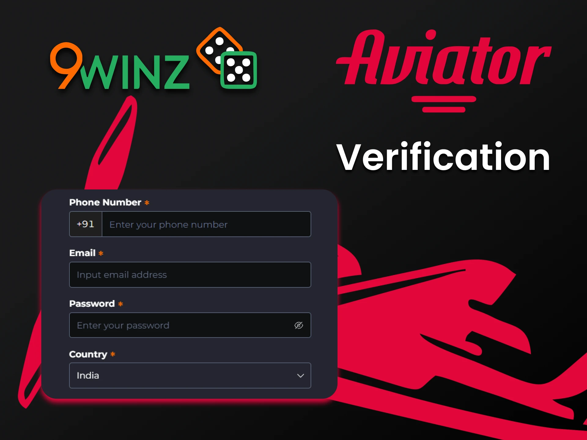 Fill in the data for the 9winz service.