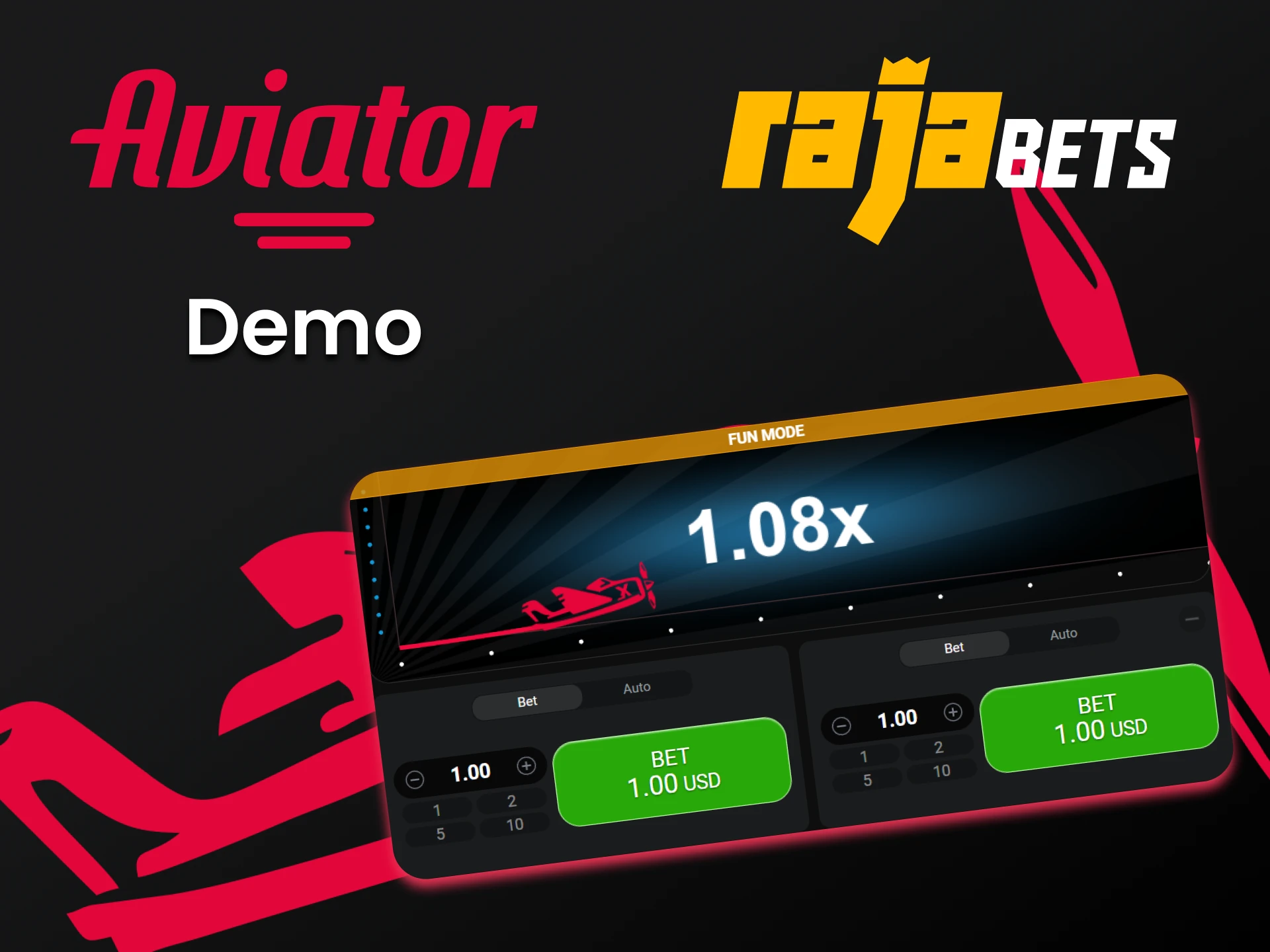 Train in the demo version of the game Aviator on Rajabets.