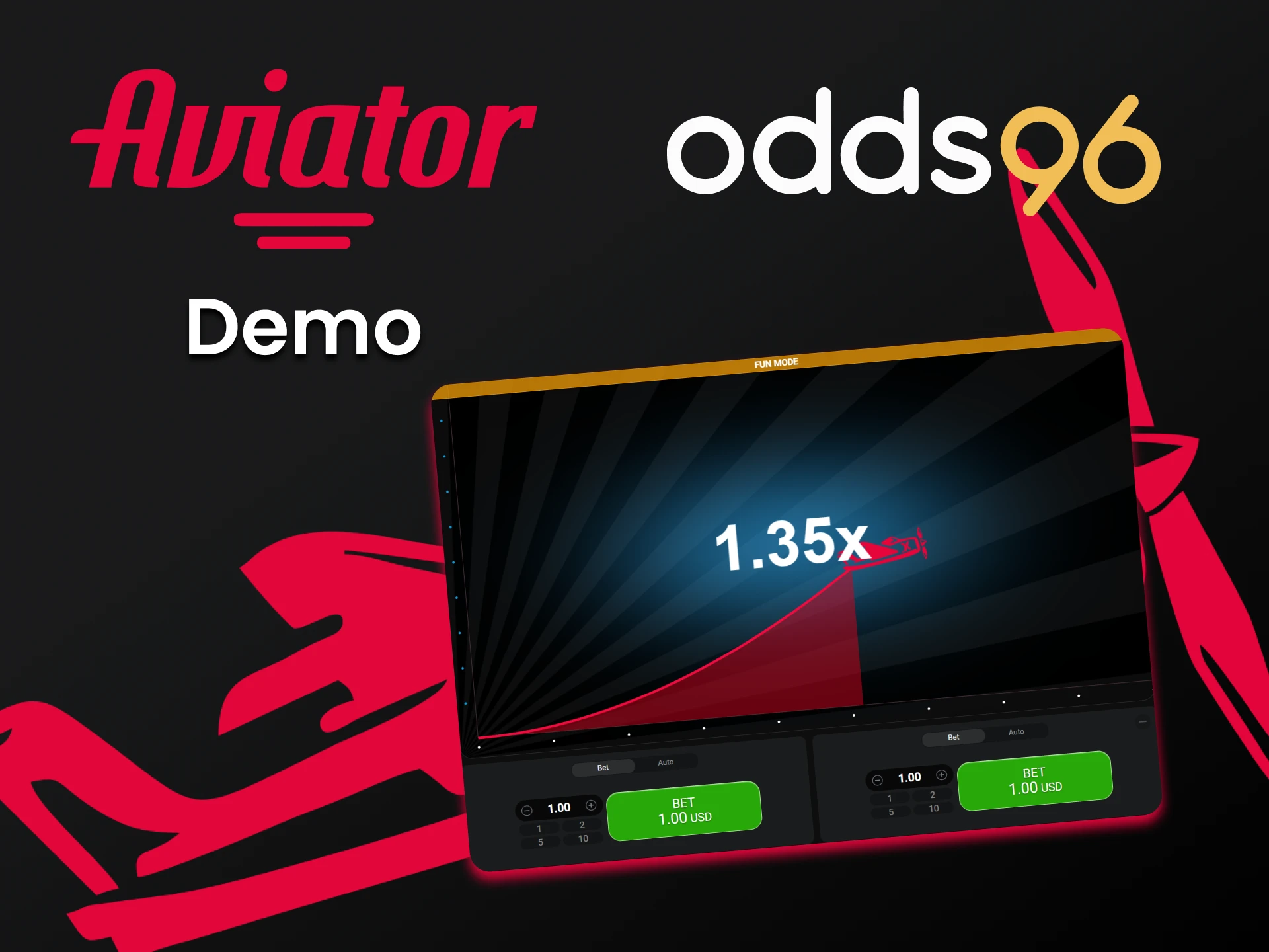 Train in the demo version of the game Aviator on Odds96.