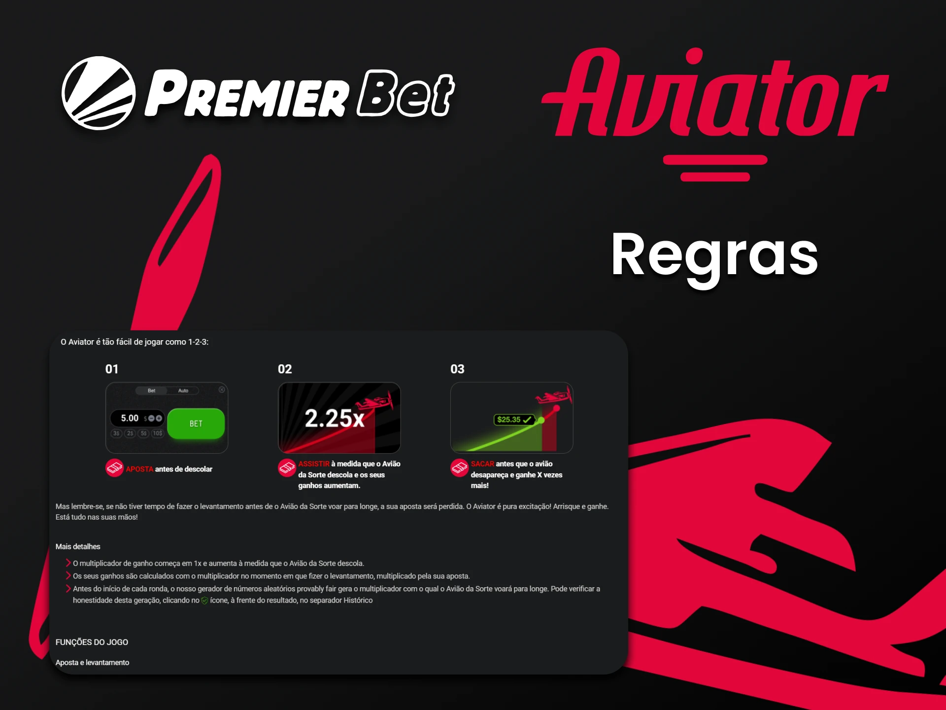 Aprenda as regras do jogo Aviator da Premierbet.