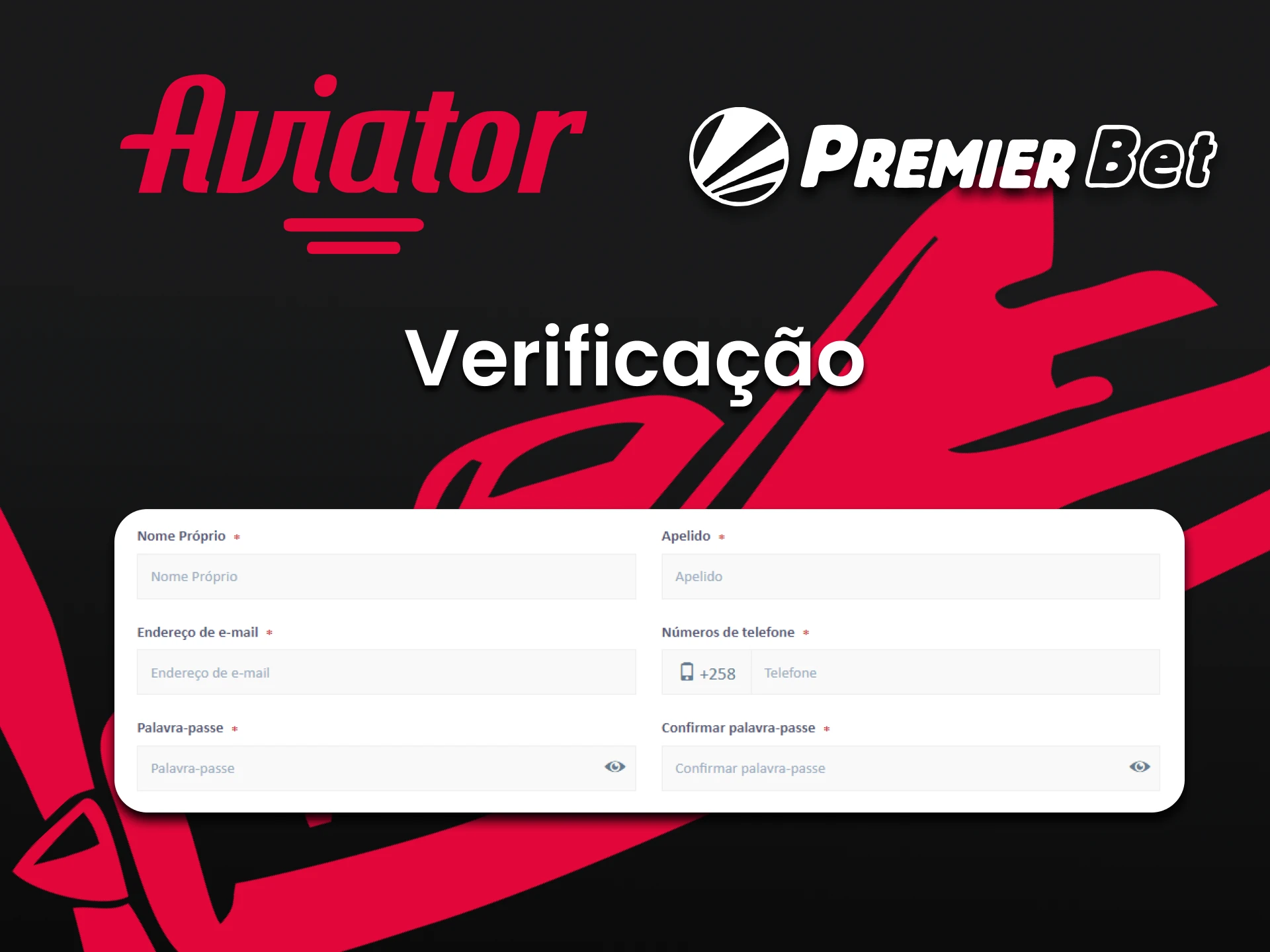 Preencha seus dados pessoais para Premierbet.