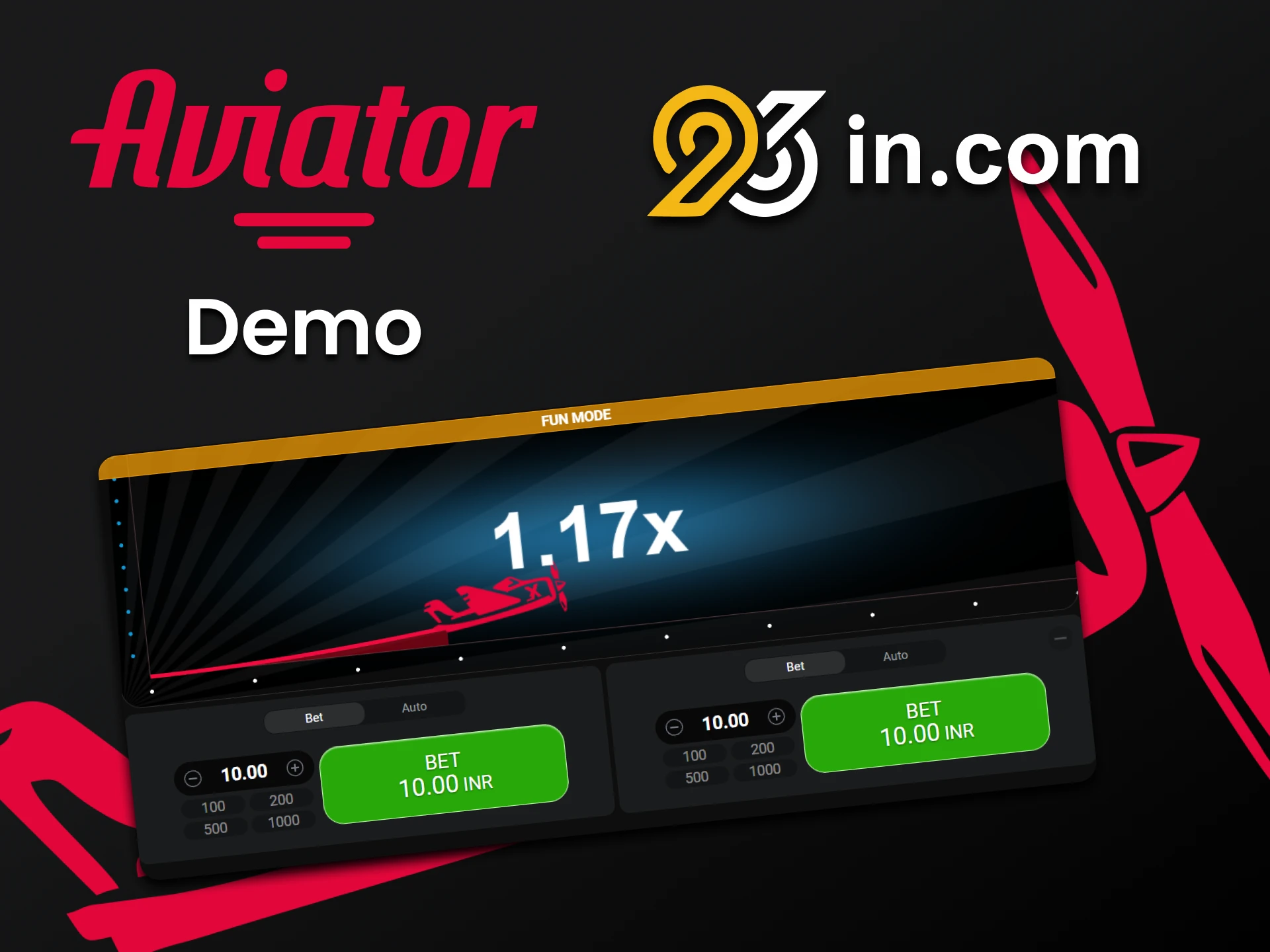 You can train in the demo version of Aviator at 96in.