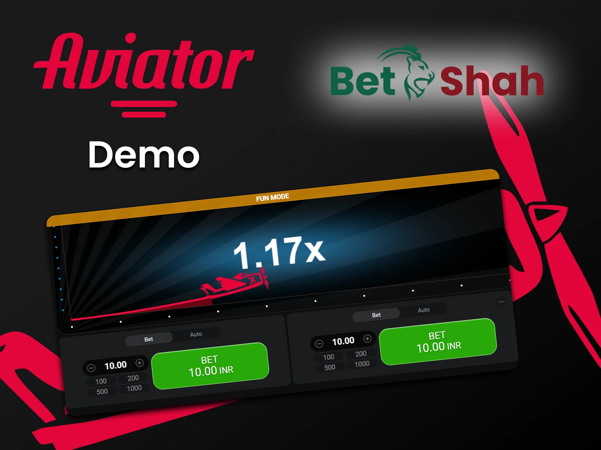 Practice in the demo version of the Aviator game at BetShah.